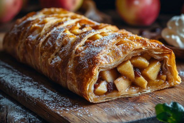 Испекла на пробу, теперь готовлю каждый день. Вместо королевской ватрушки штрудель с творогом и яблочными дольками