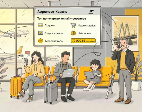 Билайн рассказал, на что тратят интернет-трафик пассажиры казанского аэропорта