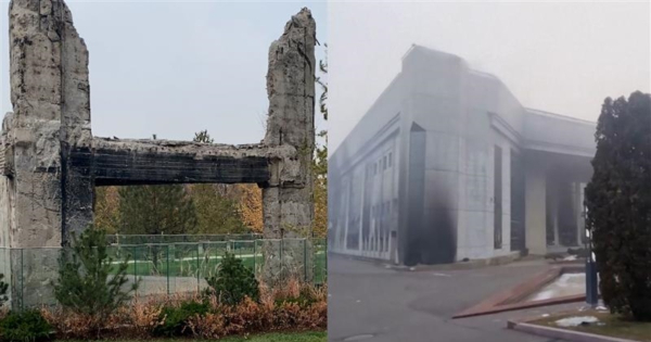 Сквер на месте сожженной в январе резиденции президента в Алматы