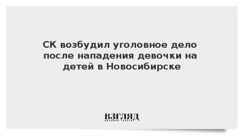 СК возбудил уголовное дело после нападения девочки на детей в Новосибирске